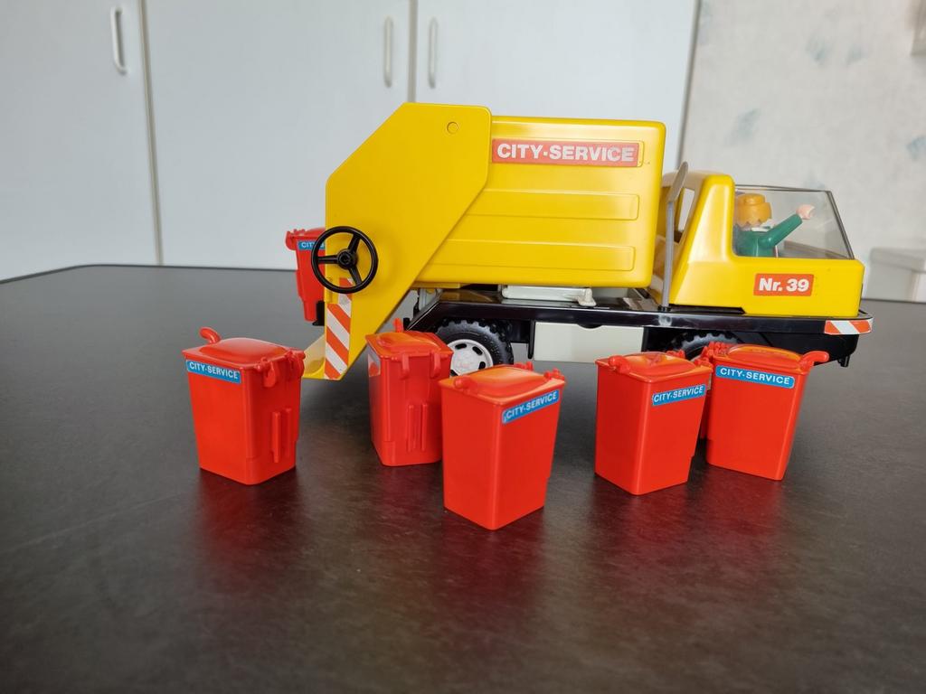 Playmobil vuilniswagen met containers, Kinderen en Baby's, Speelgoed | Playmobil, Ophalen, Zo goed als nieuw