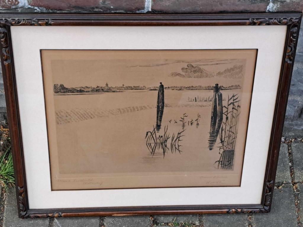 eau forte epreuve d artiste signe anne de kat, Enlèvement ou Envoi, Paysage