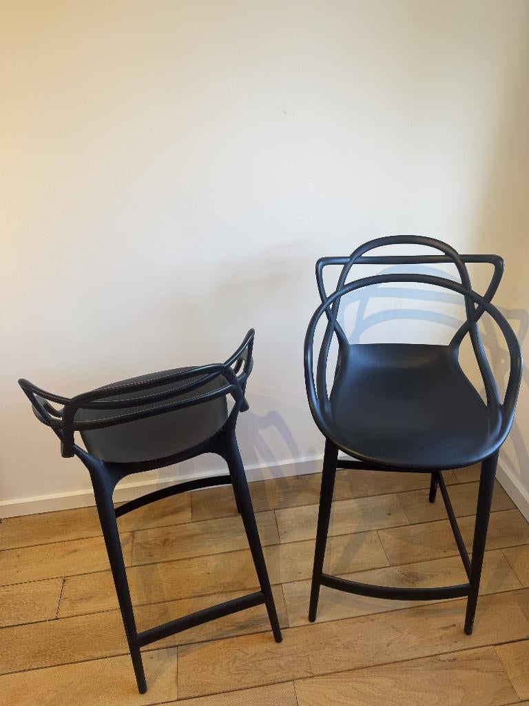Kartell Masters Barkruk chaise bar two pieces black 0,65m, Ophalen, Kunststof, Gebruikt, 60 tot 90 cm