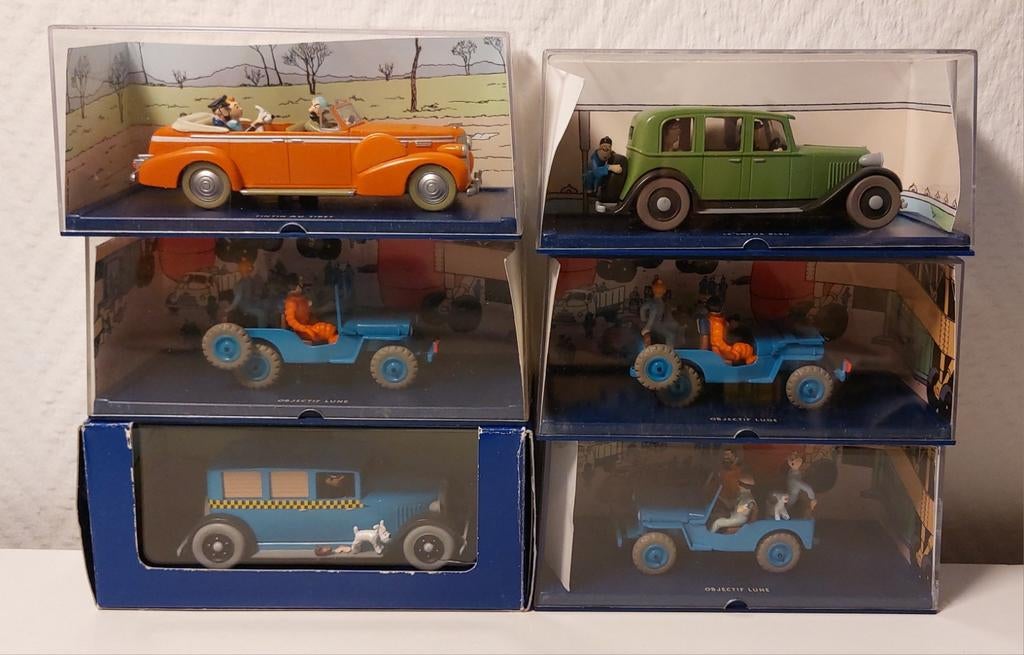 6 x voitures TINTIN Atlas 1/43., Enlèvement, Utilisé, Voiture, Autres marques