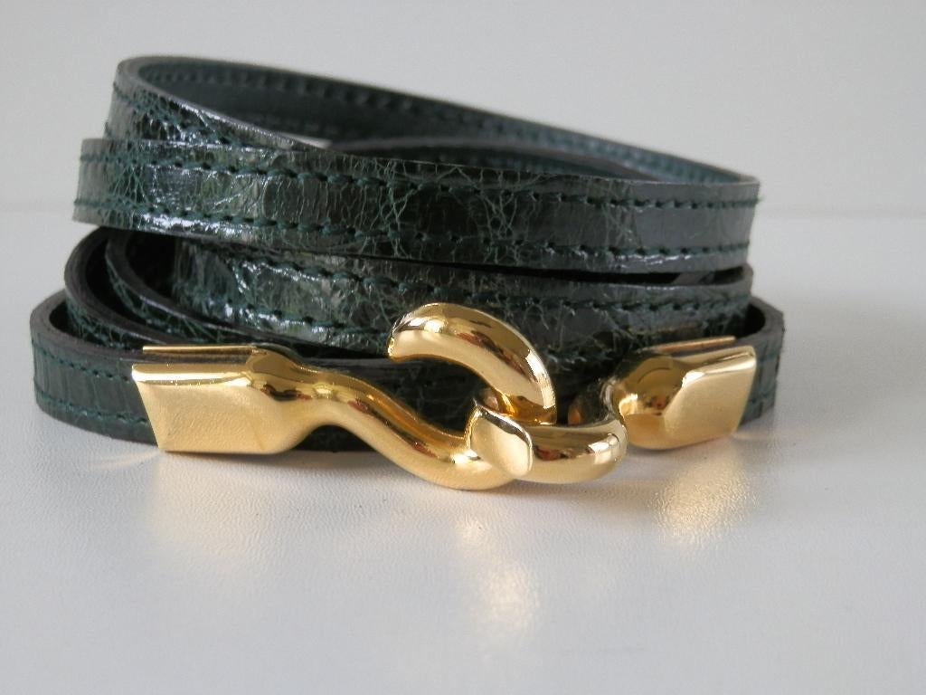 Lanvin riem. Groen. Leer., Minder dan 3 cm, Overige kleuren, 100 cm of meer, Echt leder