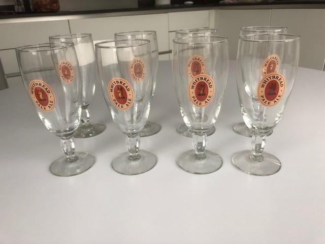 Whitbread Pale - Ale glazen ( 8 stuks ), Collections, Enlèvement ou Envoi, Comme neuf, Verre à bière