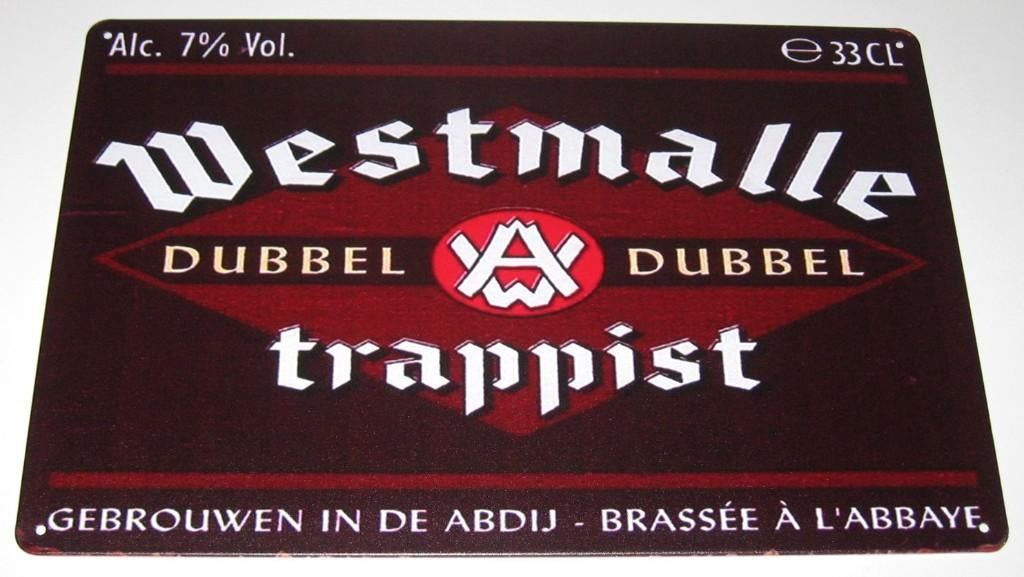 WESTMALLE : Metalen Bord Westmalle Dubbel Trappist Bier, Verzamelen, Biermerken, Verzenden, Nieuw, Reclamebord, Plaat of Schild