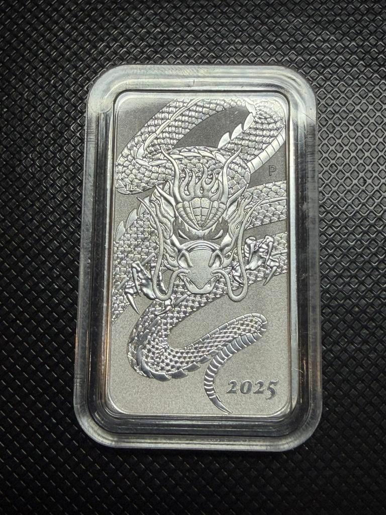 Lingot argent  dragon Australie 1 once, Timbres & Monnaies, Métaux nobles & Lingots, Enlèvement ou Envoi, Argent