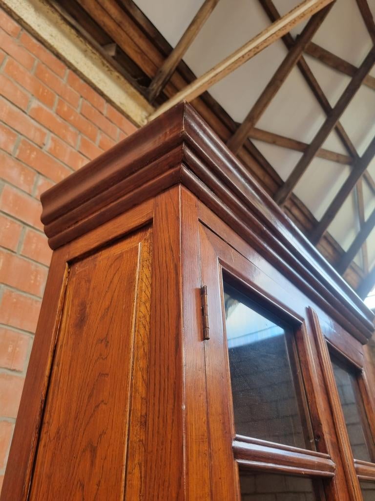 Eiken buffetkast/vitrinekast art:64/26, Ophalen, Met deur(en), Landelijk klassiek, Flamant