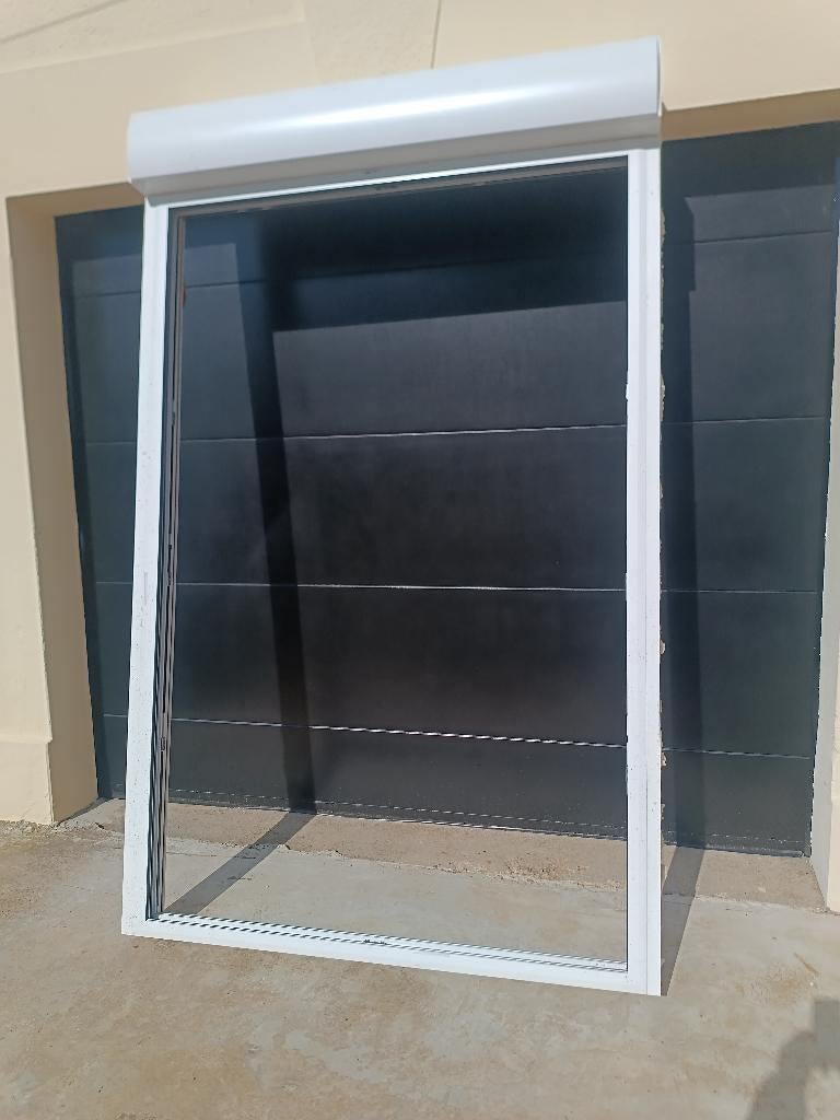 Baie coulissante alu blanc avec volet solaire SOMFY, Bricolage & Construction, Neuf, Verre, Enlèvement, Autres types