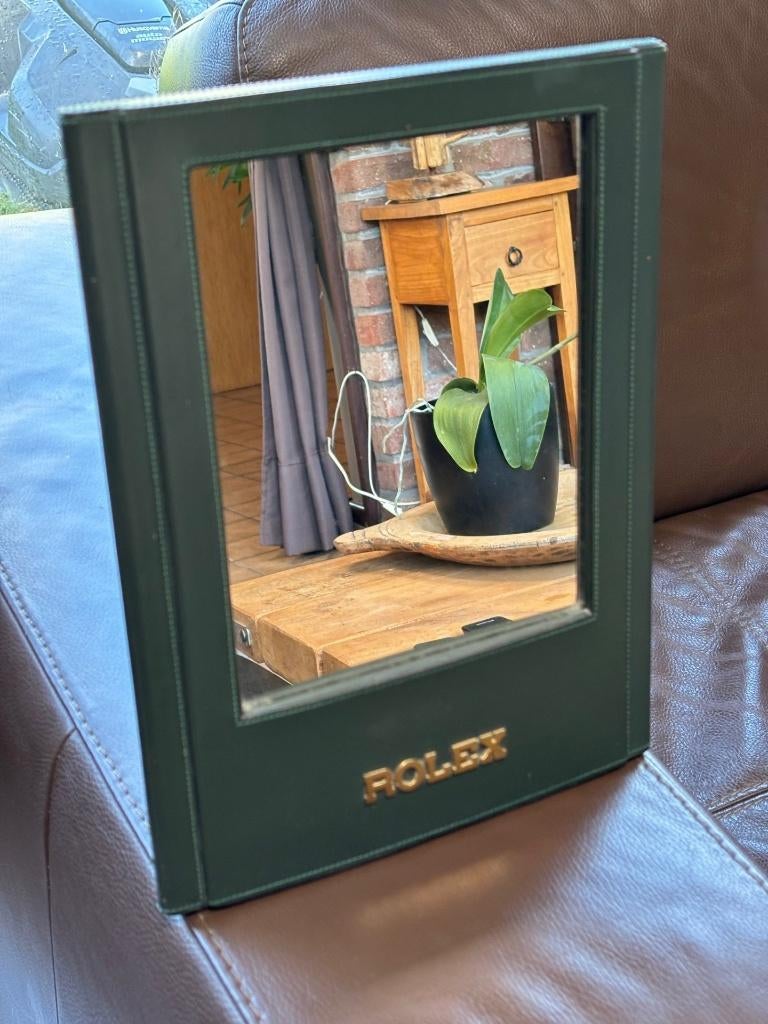 Miroir de présentation officiel Rolex – Cuir Vert Iconique, Collections, Marques & Objets publicitaires, Enlèvement, Utilisé, Panneau publicitaire