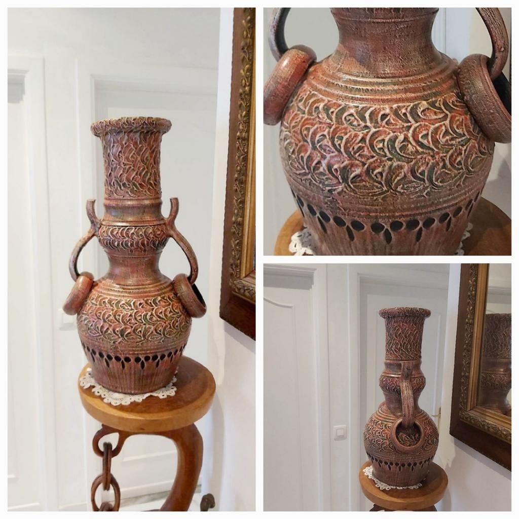 Grote terracotta vaas. Grote vintage vaas, midden 20e eeuw, Huis en Inrichting, Ophalen of Verzenden