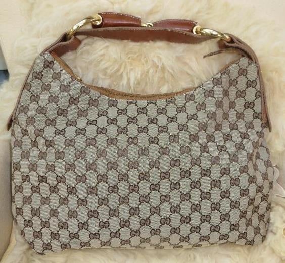 handtas of schoudertas met beige en bruine tekeningen, Ophalen of Verzenden, Gebruikt, Beige, Handtas