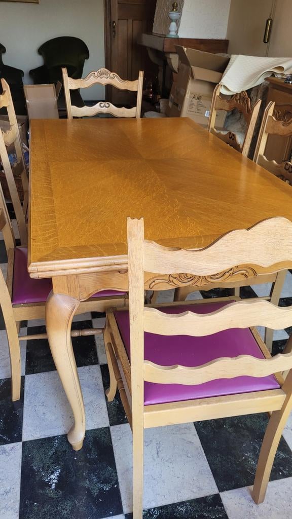 Table de salle à manger +6 chaises, Maison & Meubles, Salles à manger complètes, Enlèvement