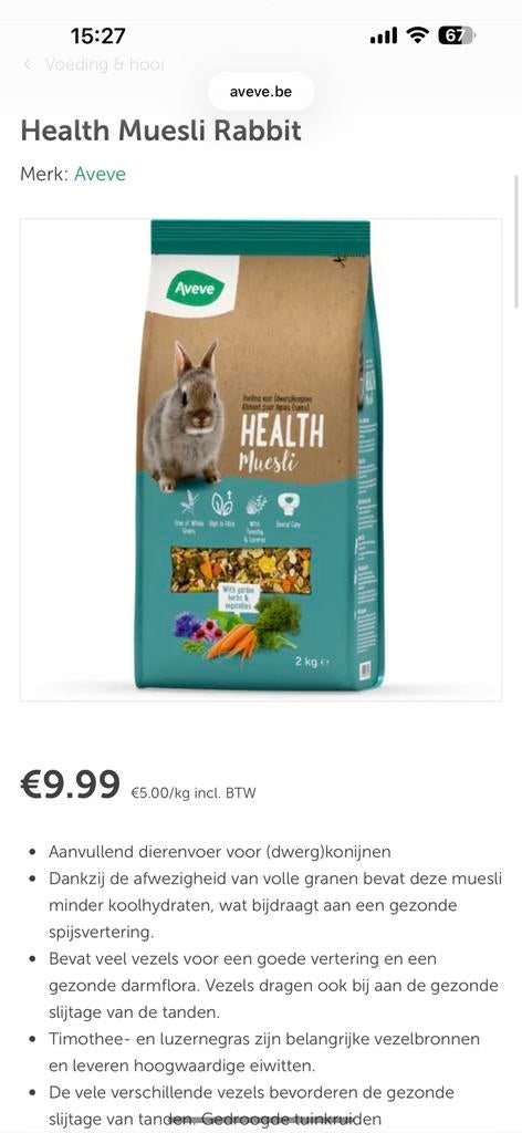 Konijnen voeding, Nain