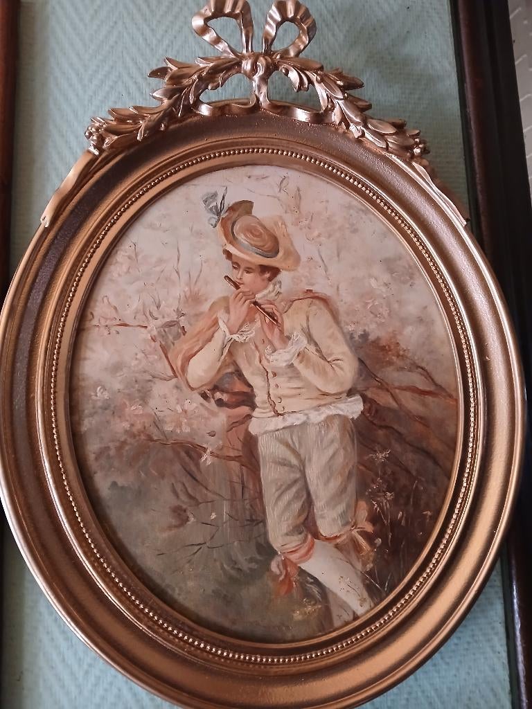 Jeune flûtiste dans cadre oval Louis xvi, Antiquités & Art, Art | Peinture | Classique, Enlèvement ou Envoi