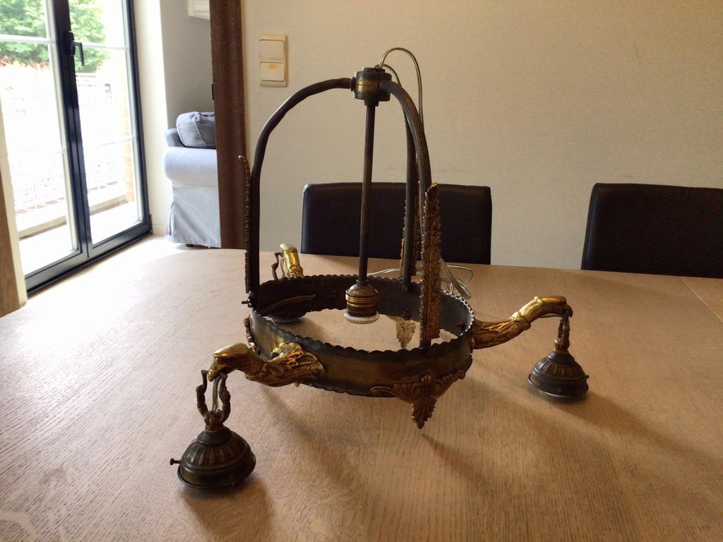 Antieke verchroomde electrische luchter, Antiek en Kunst, Antiek | Verlichting, Ophalen