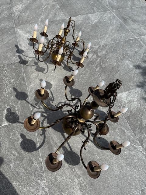 Lustres 8 lampes, Huis en Inrichting, Lampen | Kroonluchters, Ophalen, Gebruikt, Metaal, Hollandais