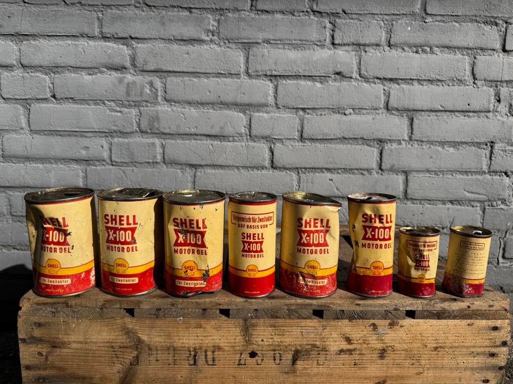 Oude Shell X 100 mini olie blikken, Ophalen of Verzenden, Gebruikt, Overige, Overige merken