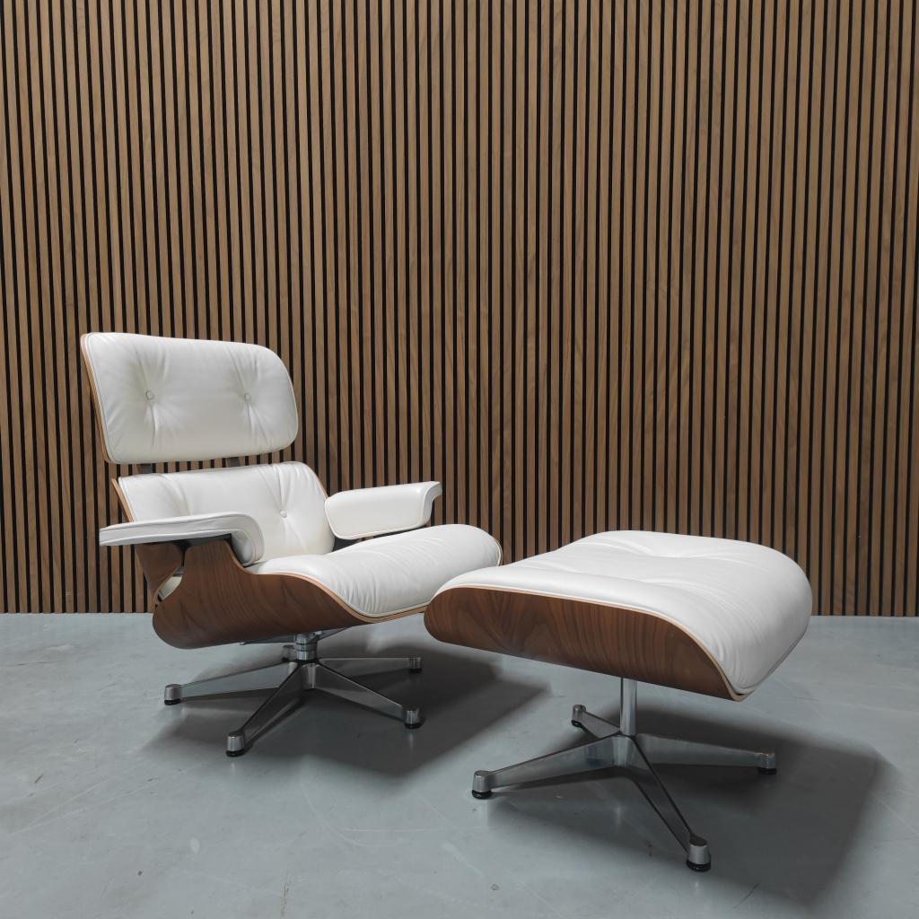Vitra Eames lounge chair XL - Premium white leder / Walnut, Enlèvement ou Envoi