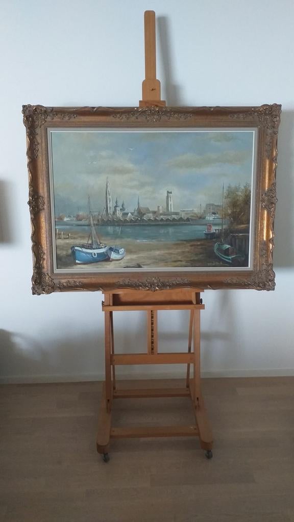 Schilderij met zicht op de skyline, Ophalen