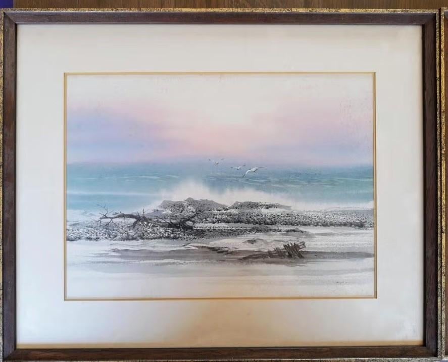 2 aquarellen zeezicht, Ophalen of Verzenden