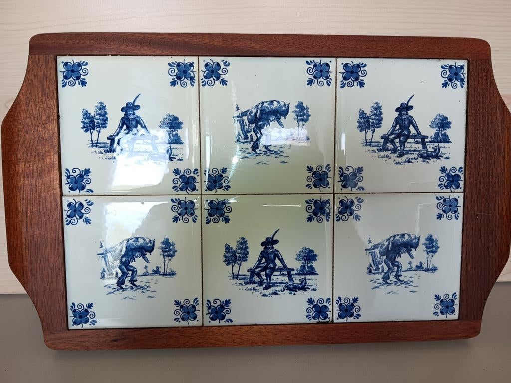 Delfts Blauw dienblad., Antiek en Kunst, Ophalen of Verzenden