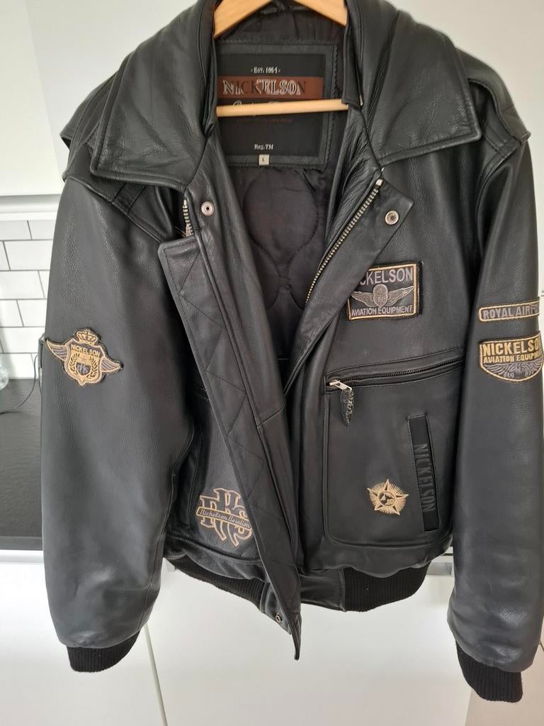 Lederen pilotenjas (ɓomberjas)merk Nickelson, Ophalen, Maat 52/54 (L), Bruin, Nickelson