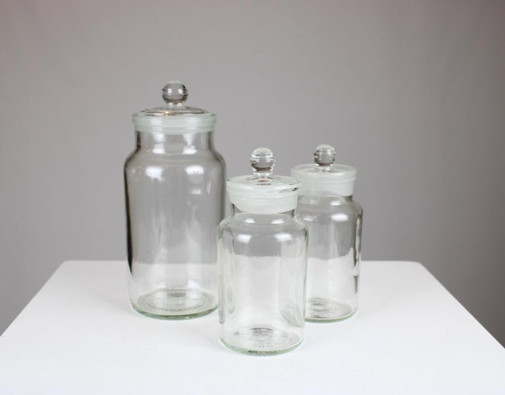 3 glazen apothekerflessen, Ophalen of Verzenden