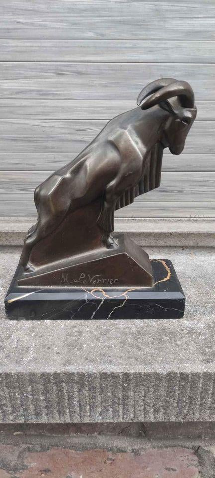 Bronze bouc signe max le verrier, Antiquités & Art, Enlèvement ou Envoi, Bronze
