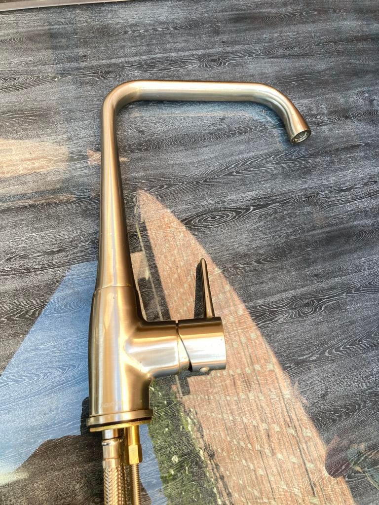 Keukenmengkraan aquazuro inox geborsteld, Ophalen, Gebruikt