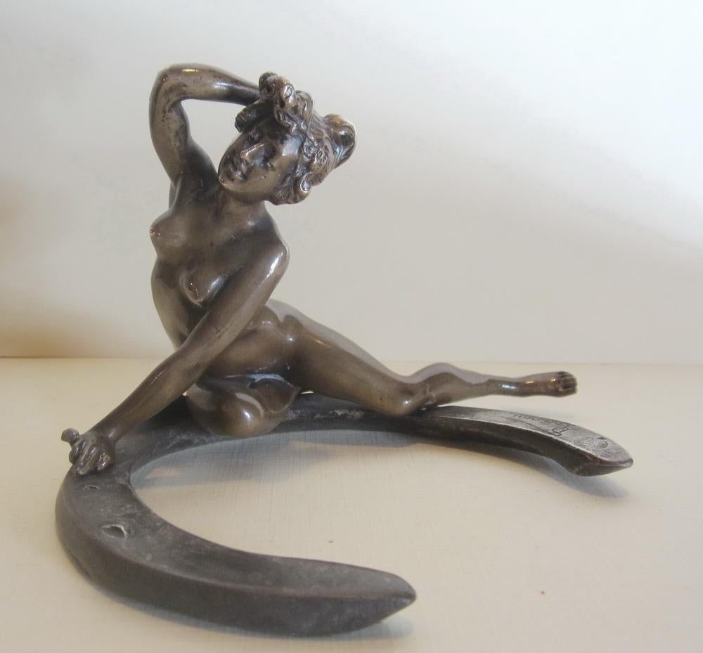 Bronze ancien Art Nouveau, nu, G Recipon, vers 1896, Antiquités & Art, Enlèvement ou Envoi