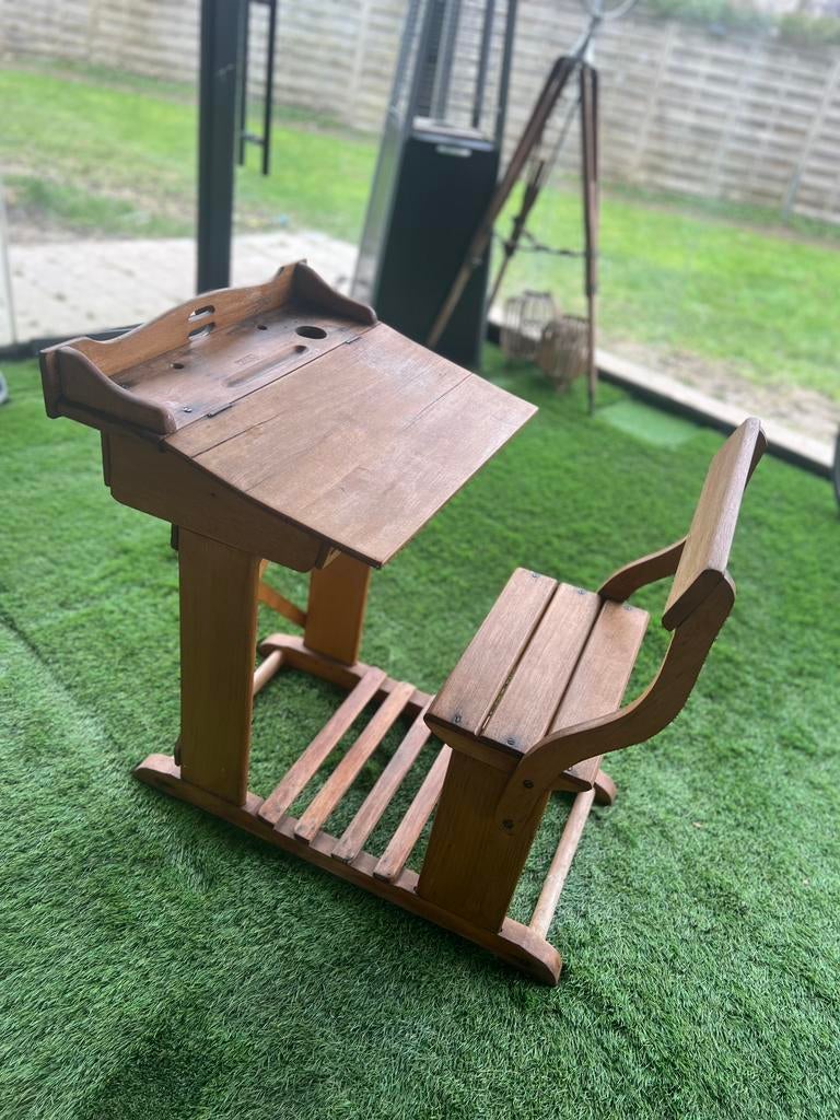 Authentique pupitre d’écolier ancien TORCK – Vintage, Huis en Inrichting, Bureaus, Zo goed als nieuw, Ophalen