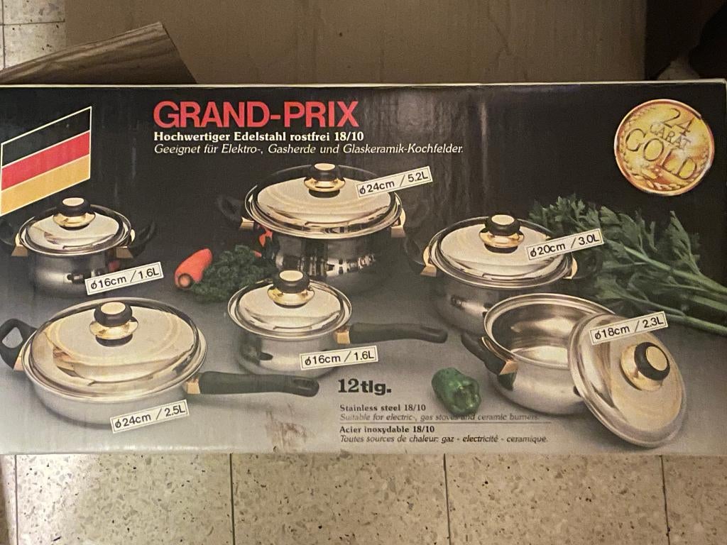 12-delige set kookpotten en pannen inox Zo goed als nieuw, Ophalen, Zo goed als nieuw, Inox, Pannenset