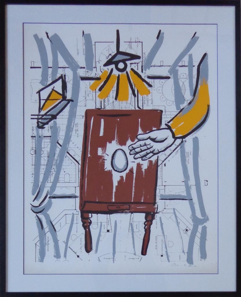 FRED BERVOETS / FIGURATIE / KLEURZEEFDRUK / 99x81cm / KADER, Antiquités & Art, Enlèvement