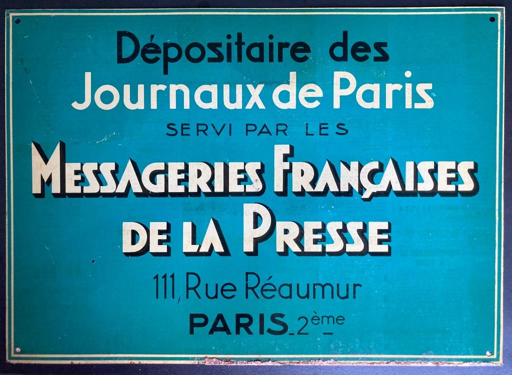 Plaque métallique publicitaire Presse Paris, Antiquités & Art, Curiosités & Brocante, Enlèvement ou Envoi