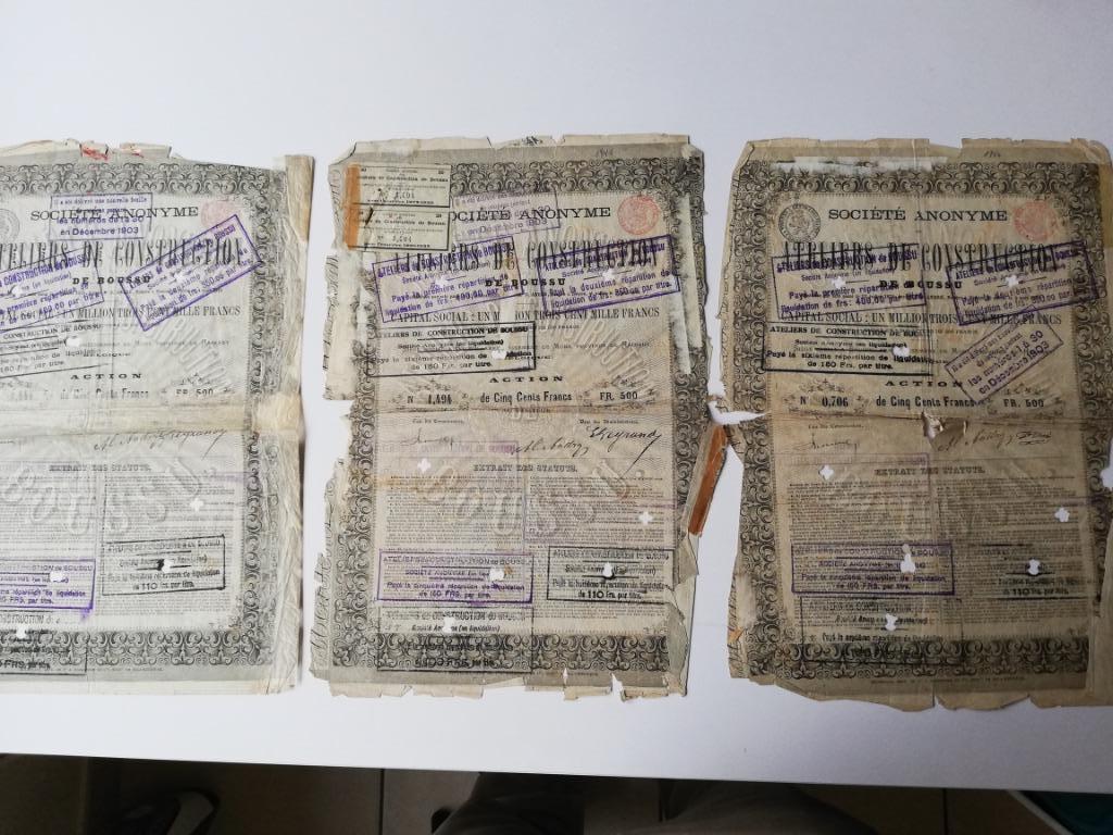 Oude aandelen: Ateliers de construction de Boussu, Ophalen of Verzenden, Gebruikt