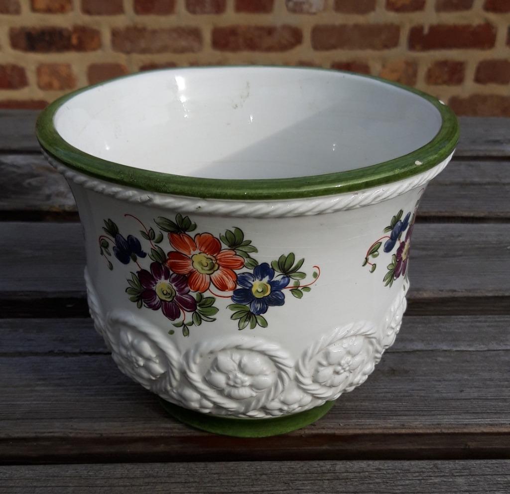 vintage bloempot, Italiaans keramiek, Tuin en Terras, Bloempotten, Ophalen, Gebruikt, Rond, Binnen
