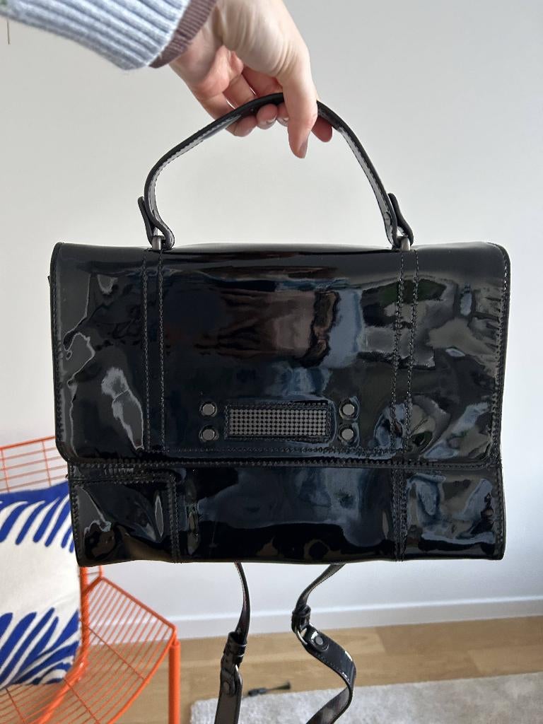 Sac Hippolyte Clio Goldbrenner vernis, Enlèvement, Neuf, Noir, Sac à bandoulière