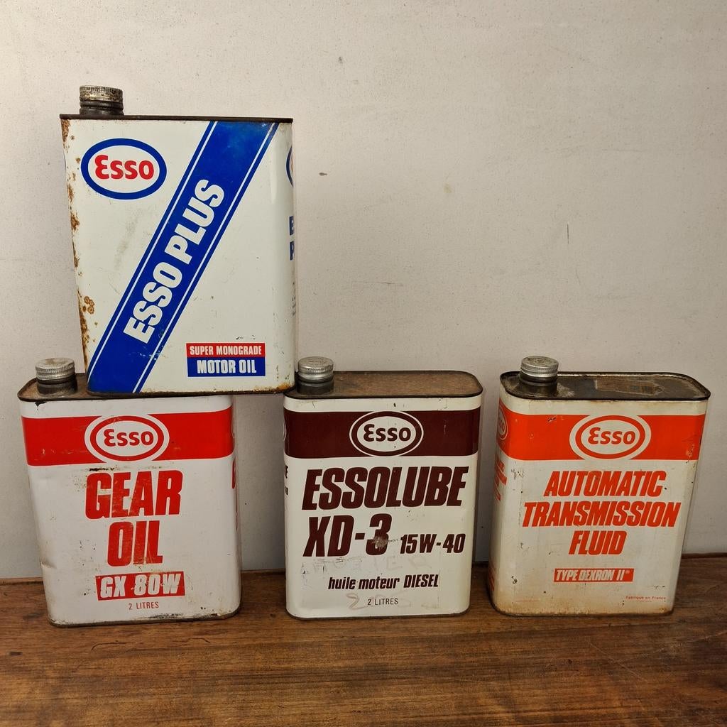 4 vintage olieblikken ESSO, Verzamelen, Blikken, Ophalen of Verzenden