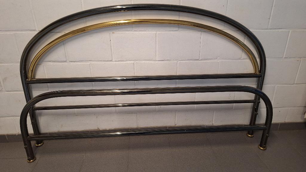 Cadre de lit en Laiton massif 160x200 sans sommier, Queen size, Enlèvement, Utilisé, 160 cm