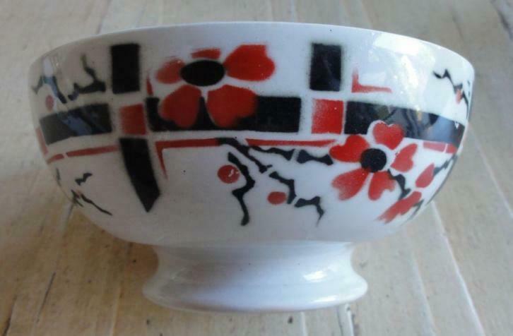 SALE Franse brocante spoelkom, Oosters motief, rood / zwart, Antiquités & Art, Enlèvement ou Envoi