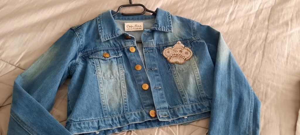 Feest kort jeans vestje  van CAPRAS 152A158, Kinderen en Baby's, Ophalen of Verzenden, Zo goed als nieuw, Maat 152