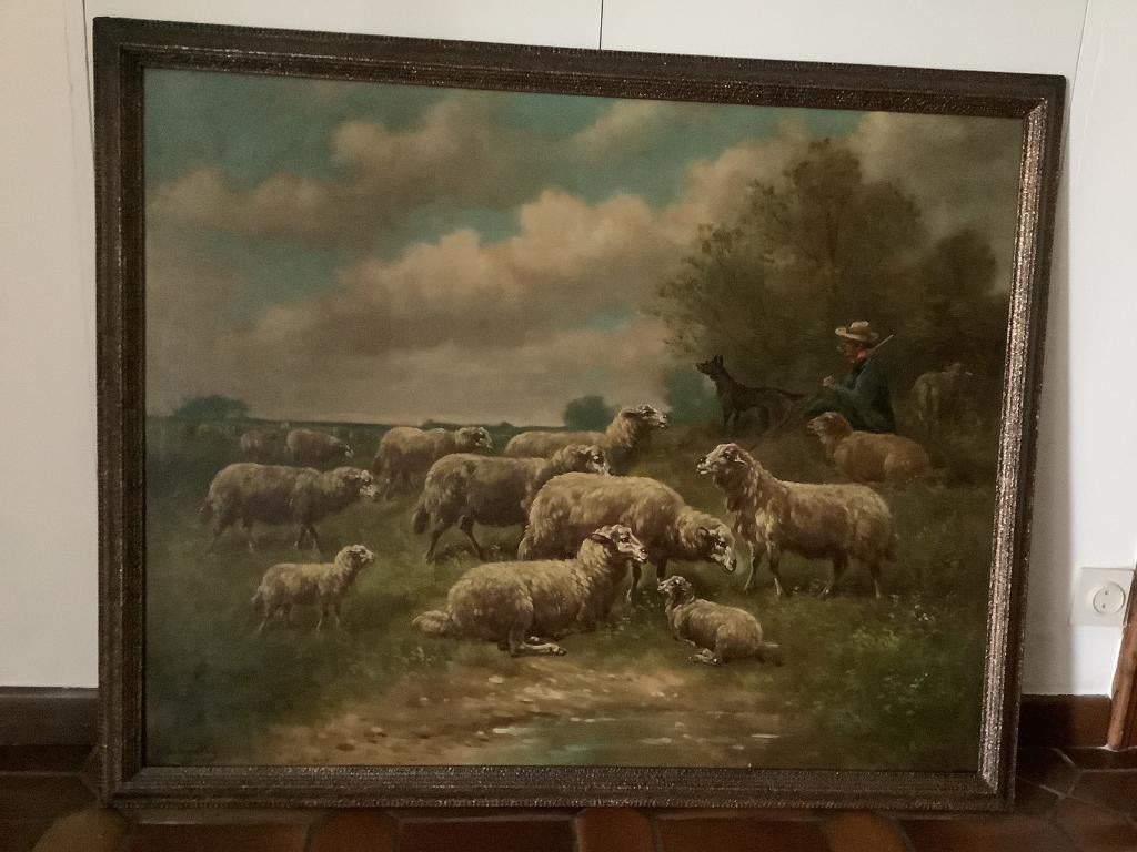 *HENRY SCHOUTEN (1857) - Grande belle peinture ancienne, Antiquités & Art, Art | Peinture | Classique, Enlèvement ou Envoi