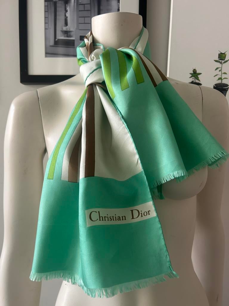 Christian Dior zijden sjaal 47x115cm, Ophalen of Verzenden, Gedragen, Sjaal