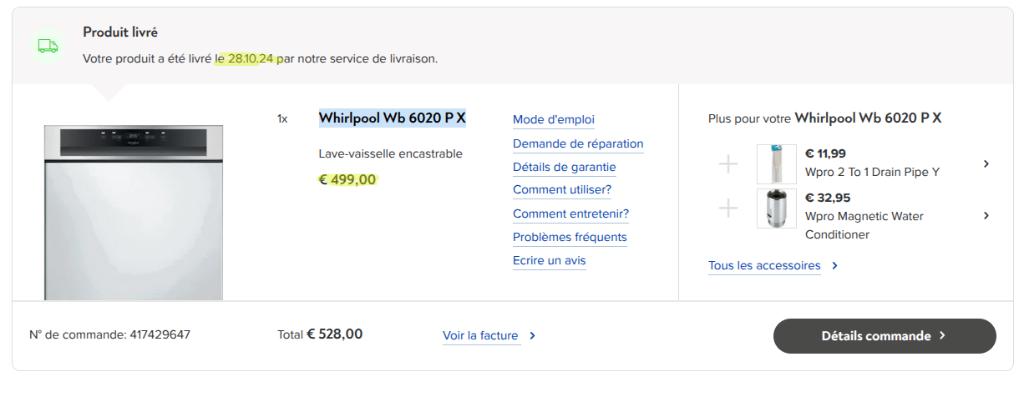 Lave-vaisselle encastrable Whirlpool Wb 6020 P X, Electroménager, Lave-vaisselle, 85 à 90 cm, Encastré, Moins de 10 litres, Enlèvement