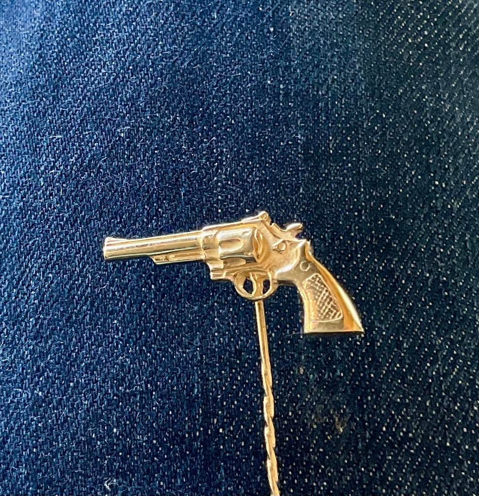 Épingle en or 18 carats, revolver, Collections, Enlèvement, Comme neuf