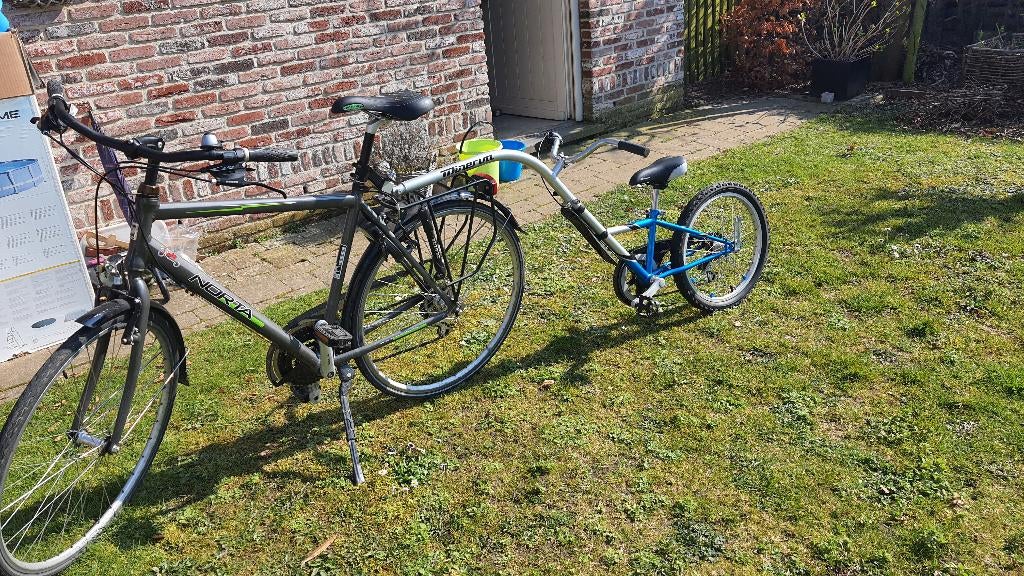 Aanhangfiets blauw, Fietsen en Brommers, Ophalen, Gebruikt, Opvouwbaar, Minerva