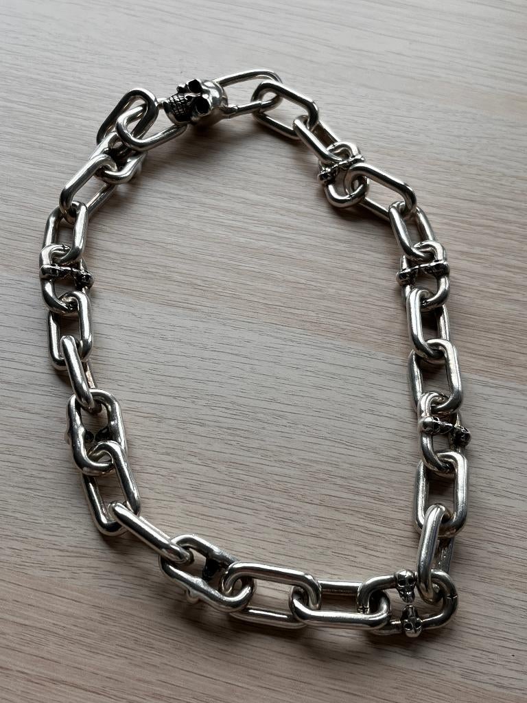 Ketting van Clocks + Colours skulls, Ophalen, Zo goed als nieuw, Zilver, Zilver