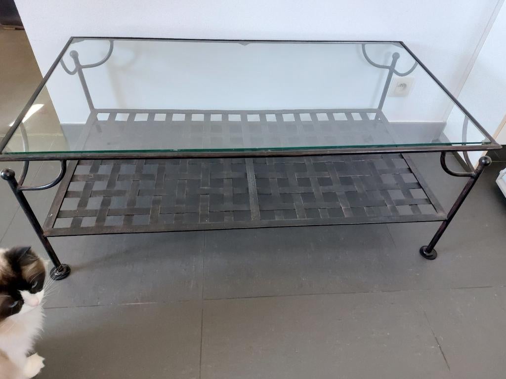 Metalen salontafel met glazen tafelblad, Enlèvement