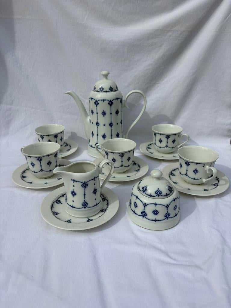 Vintage Bavaria Vohenstrauss Blue & White Coffee/Tea Set, Antiek en Kunst, Antiek | Servies compleet, Ophalen of Verzenden