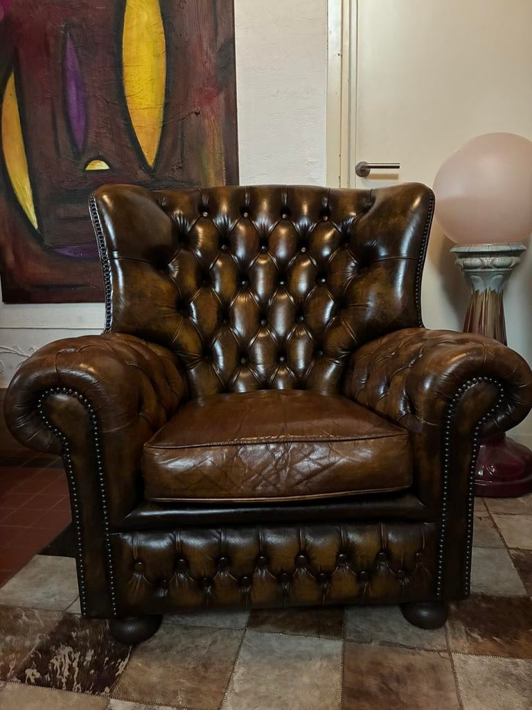 CHESTERFIELD ENGELS ORIGINELE CLUB FAUTEUIL MOOIE STAAT, Ophalen