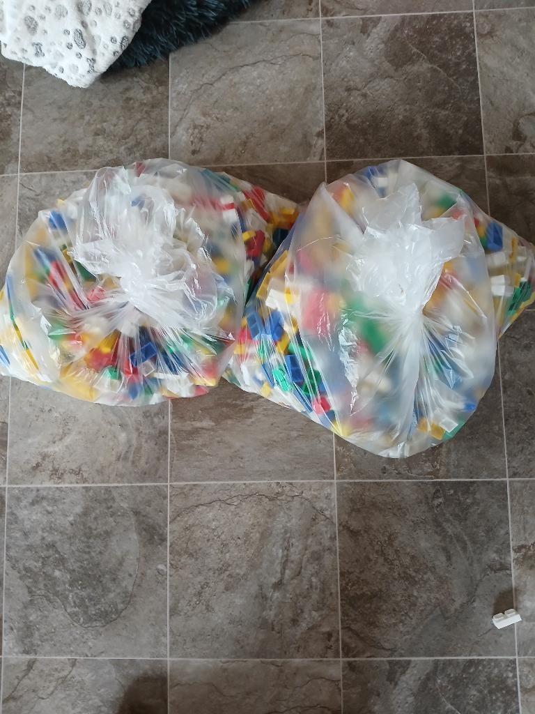 Bouwblokken plastiek 2 zakken, Kinderen en Baby's, Speelgoed | Bouwstenen, Ophalen, Gebruikt, Overige merken