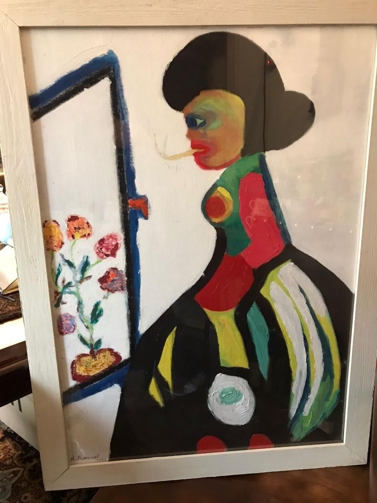 R. Raveel Belle œuvre signée et datée 1996, Antiquités & Art, Art | Peinture | Classique, Enlèvement